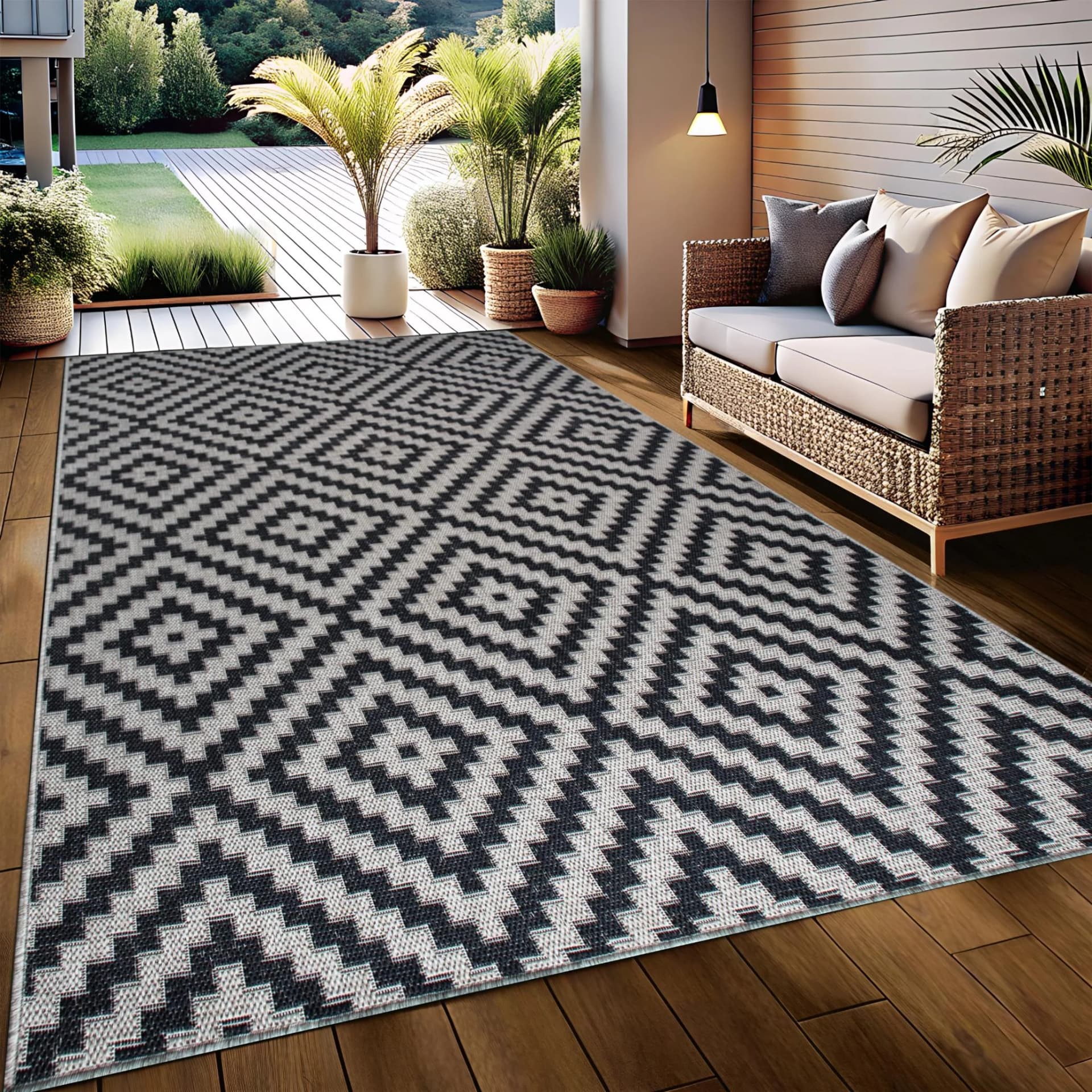 my home Cordoba Sisal-Optik Outdoor-Teppich Schwarz