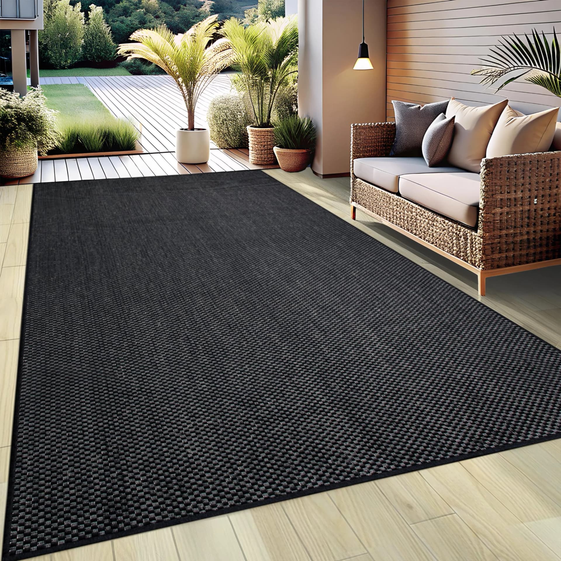 my home Teppich "Venedig" Sisal-Optik Schwarz
