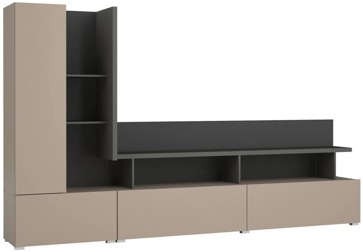 HOME AFFAIRE Wohnwand Serio Braun Grau Modern - Bild 1