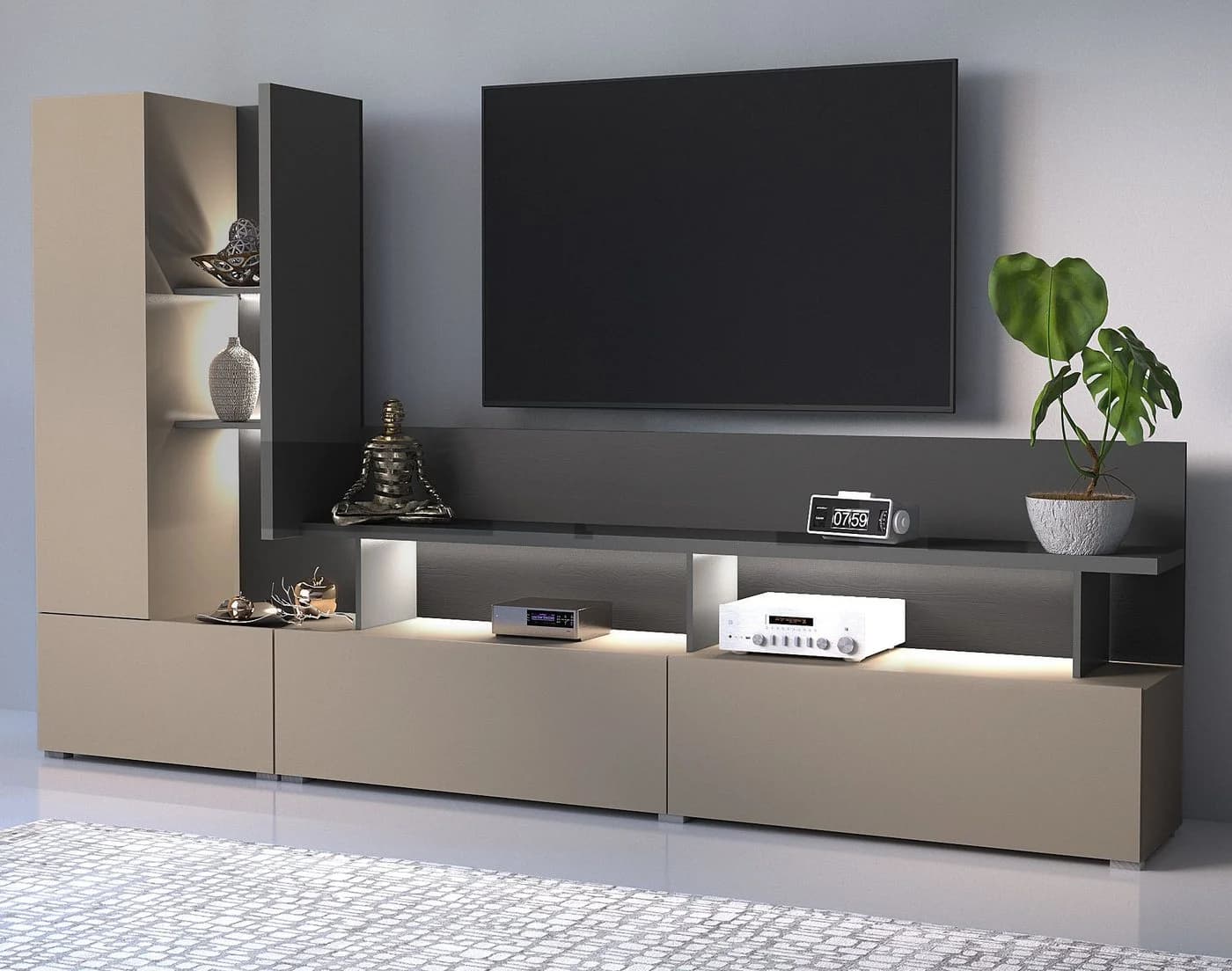 HOME AFFAIRE Wohnwand Serio Braun Grau Modern - Bild 2