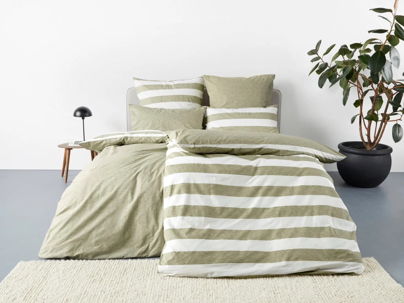 OTTO HOME Wendebettwäsche Big Stripe Seegrün Weiß 135x200cm - Bild 2