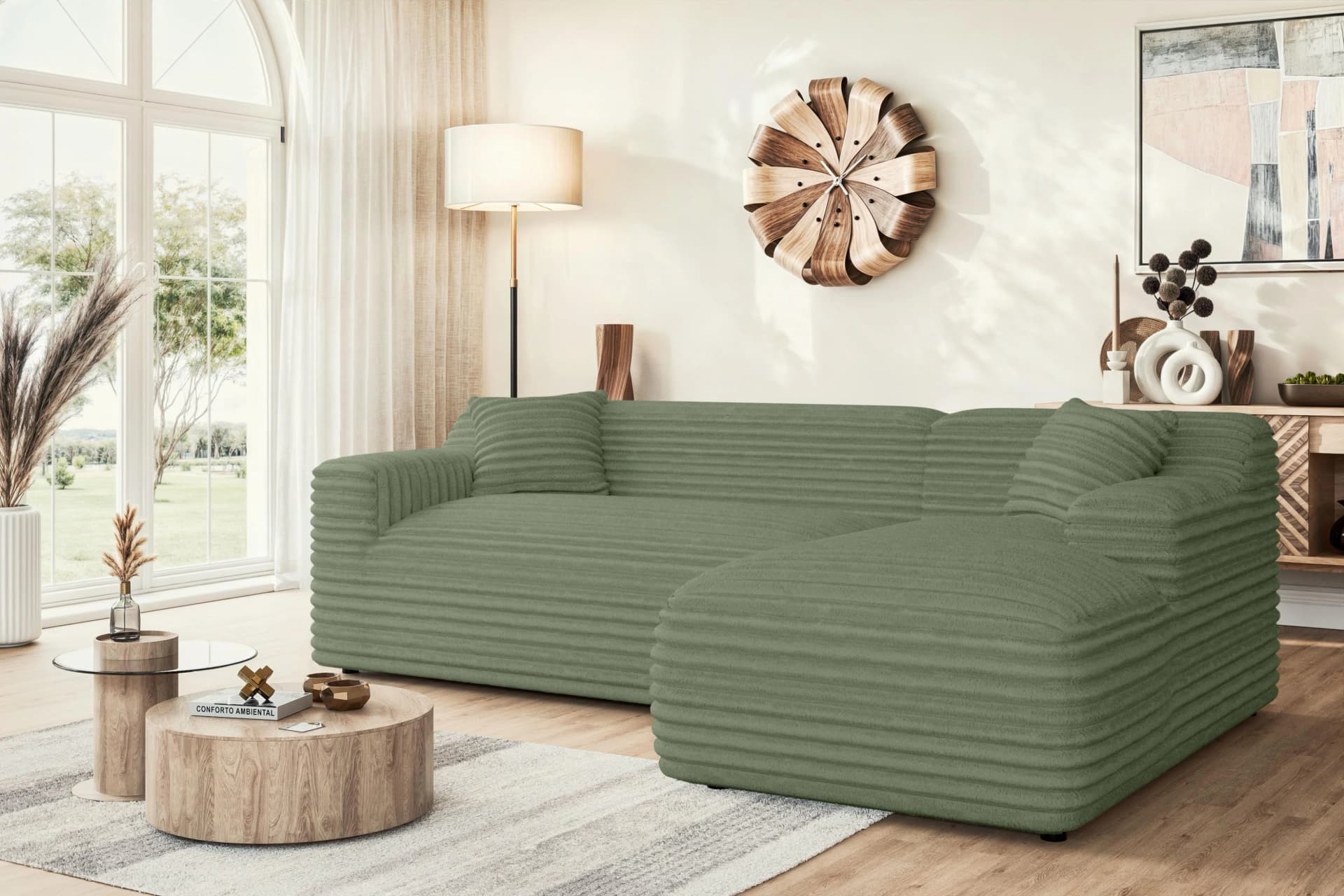 Home Affaire Ecksofa LILLIANA L-Form Grün Polyester mit Recamiere