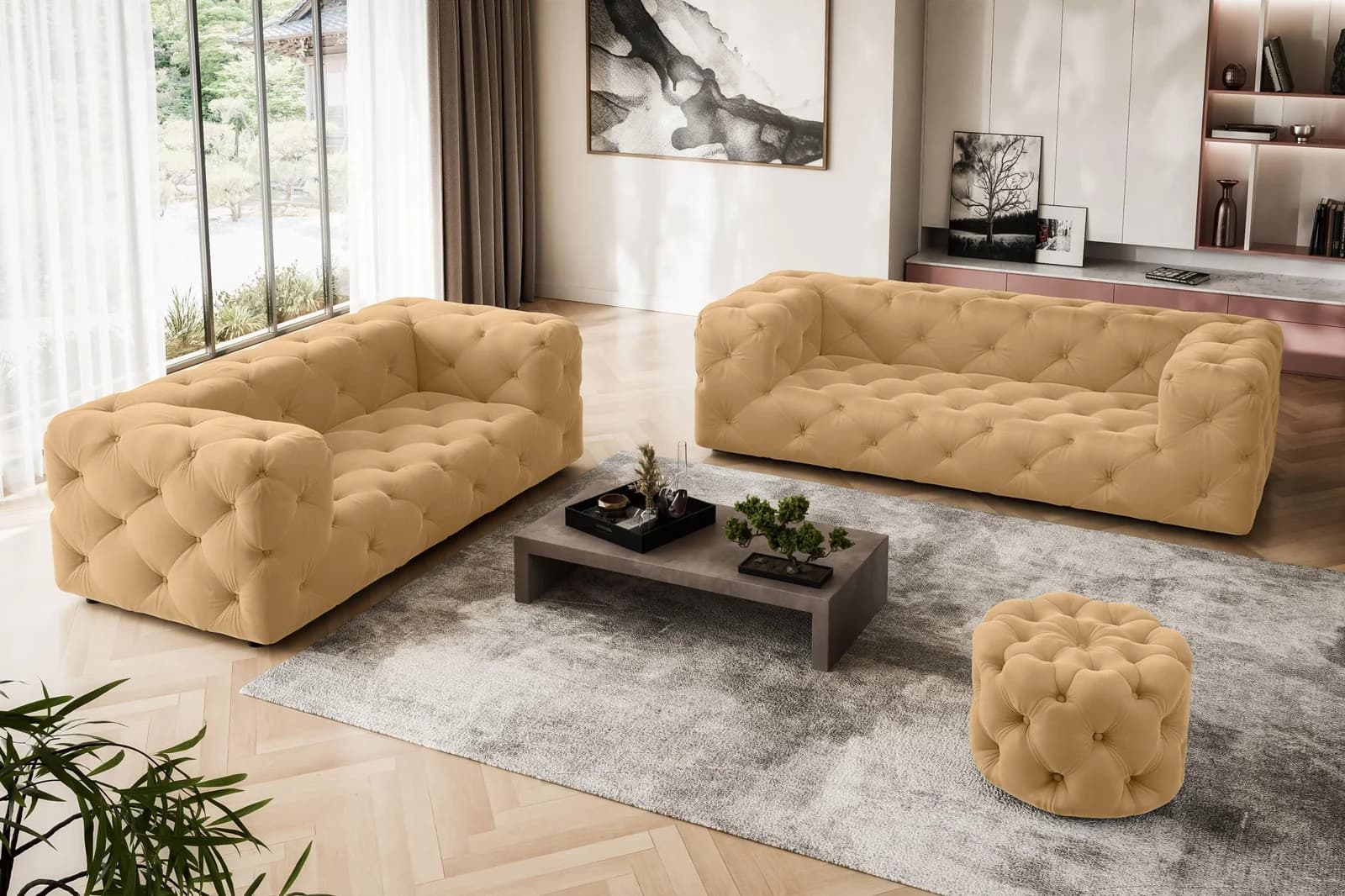 HOME AFFAIRE FOLLINA 2-Sitzer Sofa Gold Chesterfield