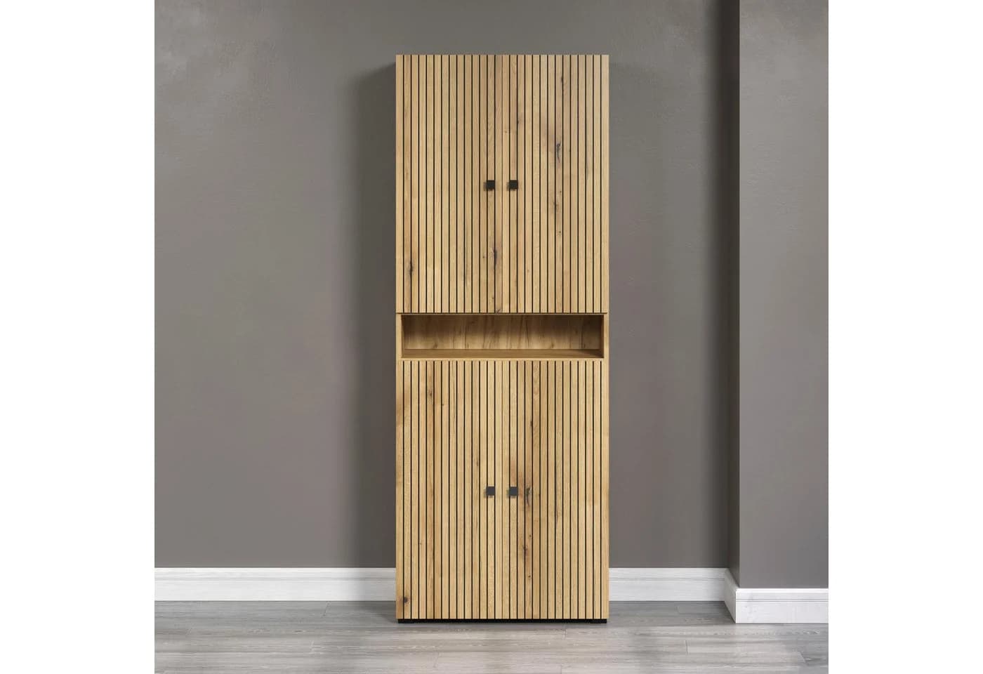 welltime Hochschrank Amrum Badezimmerschrank Braun Modern - Bild 2