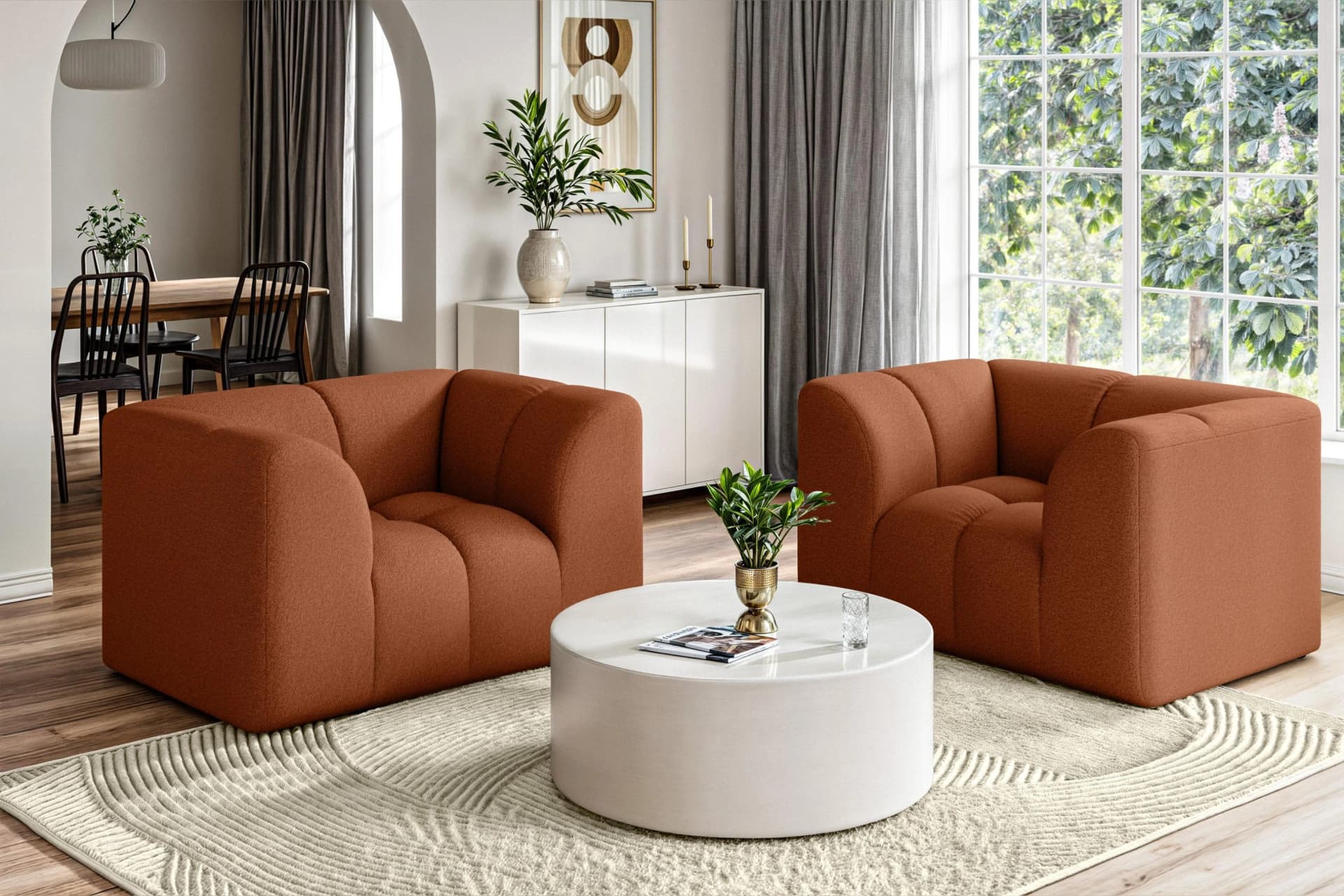 HOME AFFAIRE Sessel TUURE Ziegelrot Moderner Sessel mit Wellenunterfederung