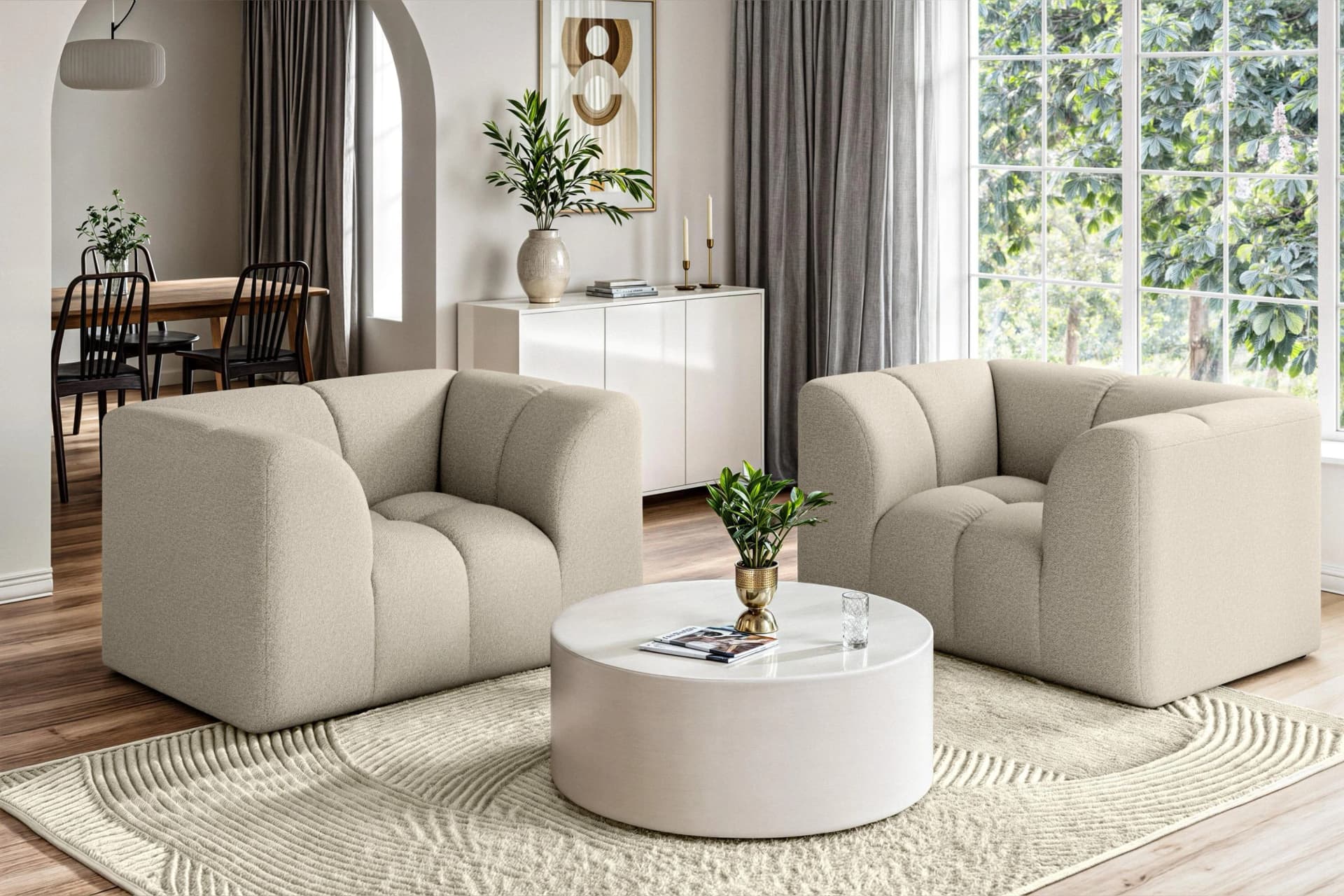 HOME AFFAIRE Sessel TUURE Beige Bubble Optik