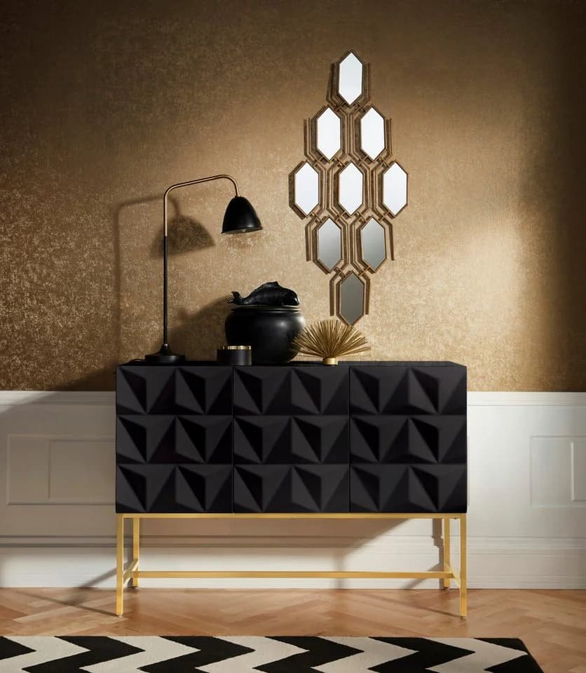 OTTO home Kommode Lavisha 3D-Optik Gold Metallgestell