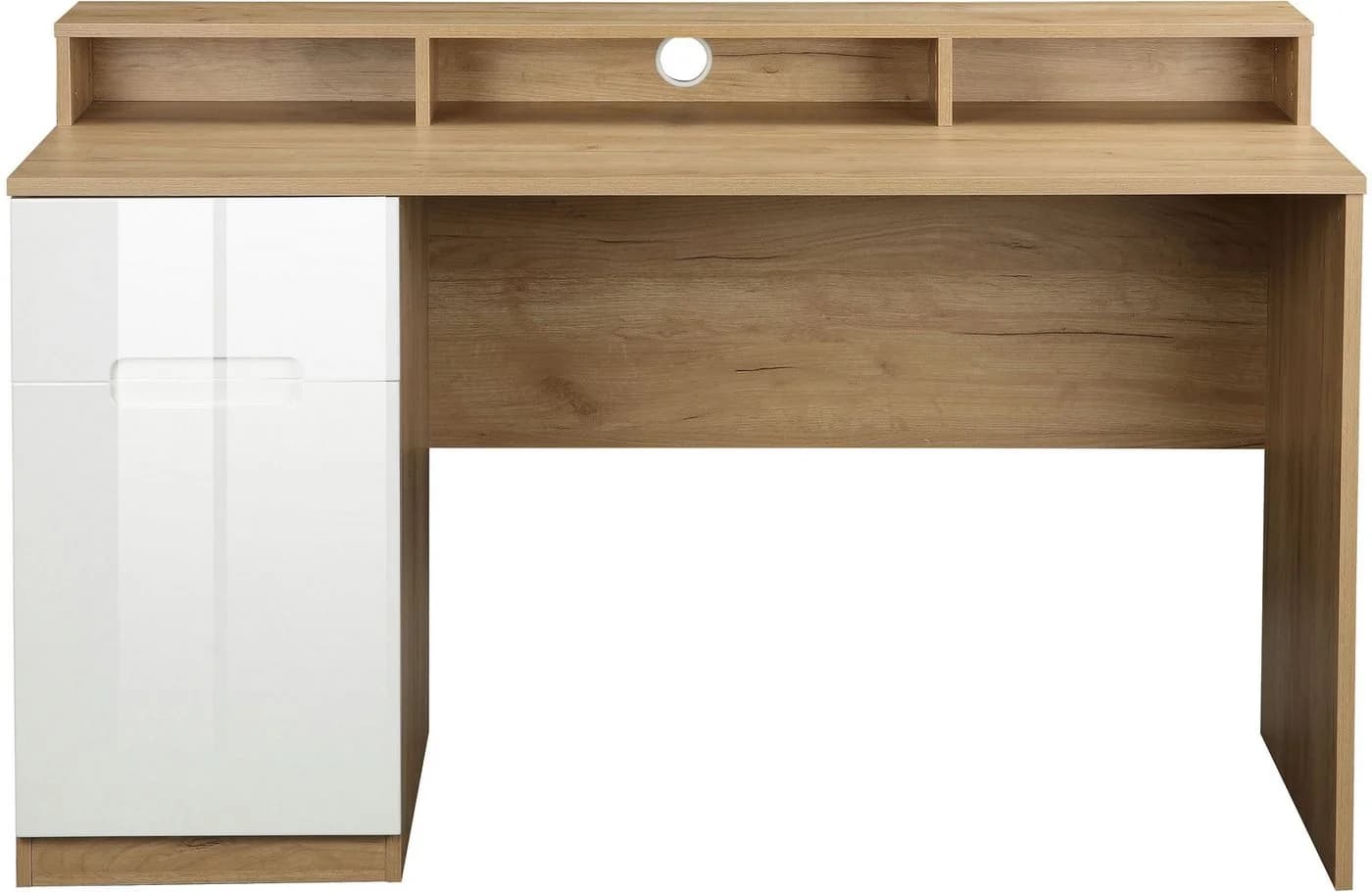 OTTO HOME Lund Schreibtisch Weiß Eichefarben Hochglanz - Bild 4