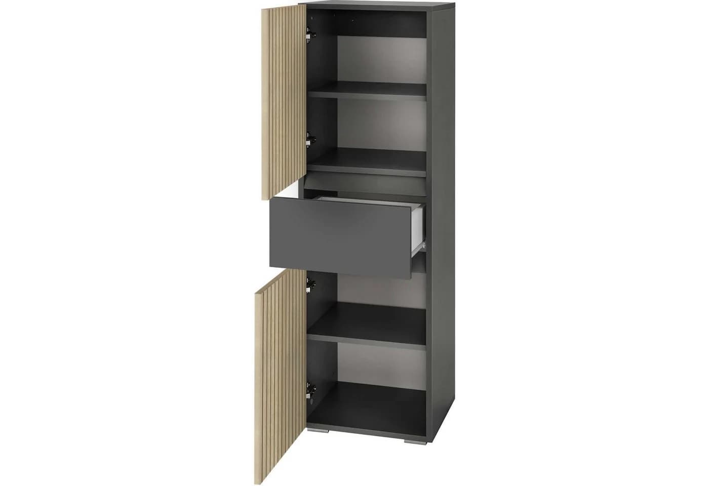 Midischrank Wisla Home Affaire Anthrazit Eiche Struktur - Bild 4