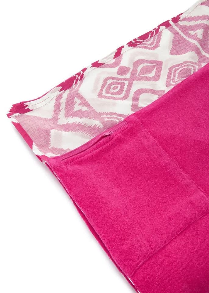 LASCANA Strandtuch Pink/Weiß 100% Baumwolle mit Tasche - Bild 5