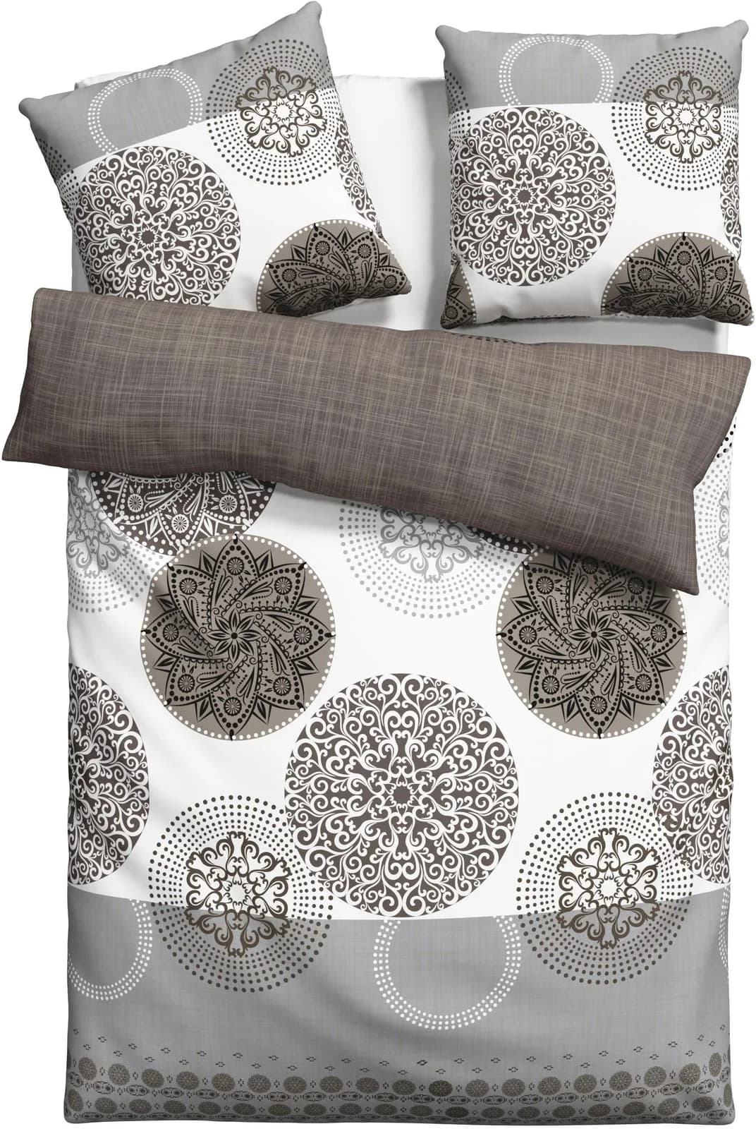 MY HOME Bettwäsche Tesso Grau Taupe 155x220 cm 100% Baumwolle Ornamente