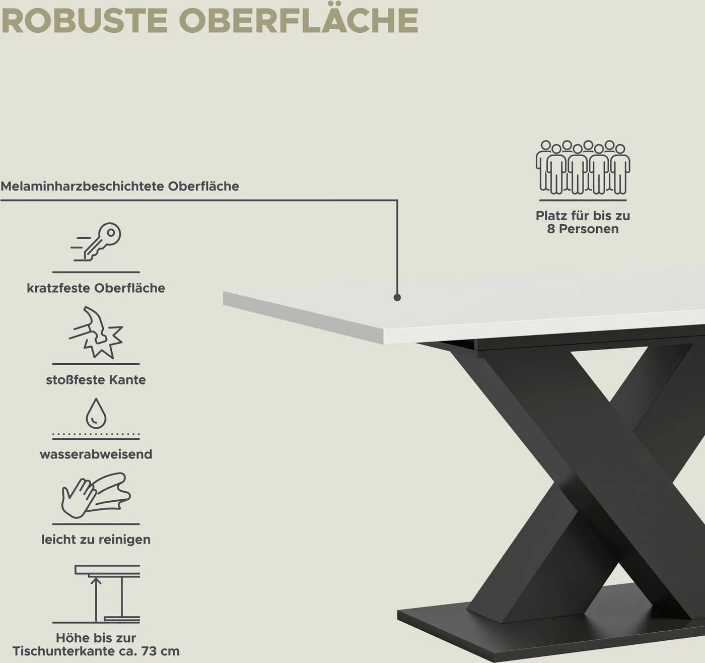 Home affaire Esstisch Motus Grau/Weiß Ausziehbar X-Gestell - Bild 5