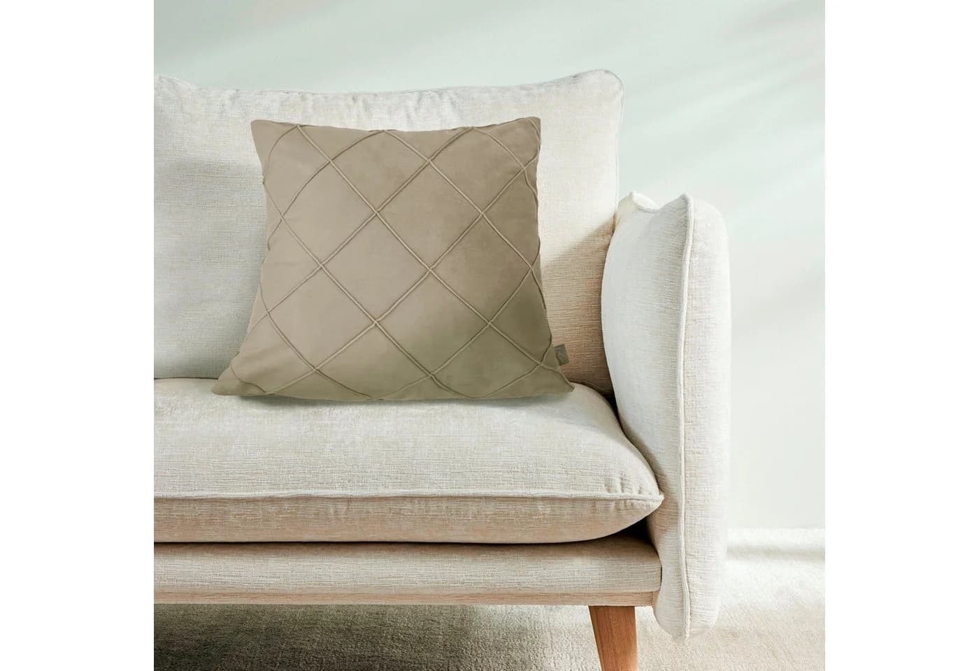LEGER HOME Dekokissen Samt Ladina Beige 50x50cm
