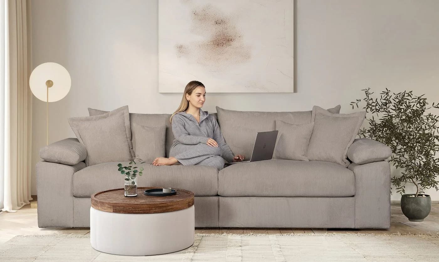 HOME AFFAIRE Soft&Cosy XL Sofa Taupe Cord 246 cm - Bild 2