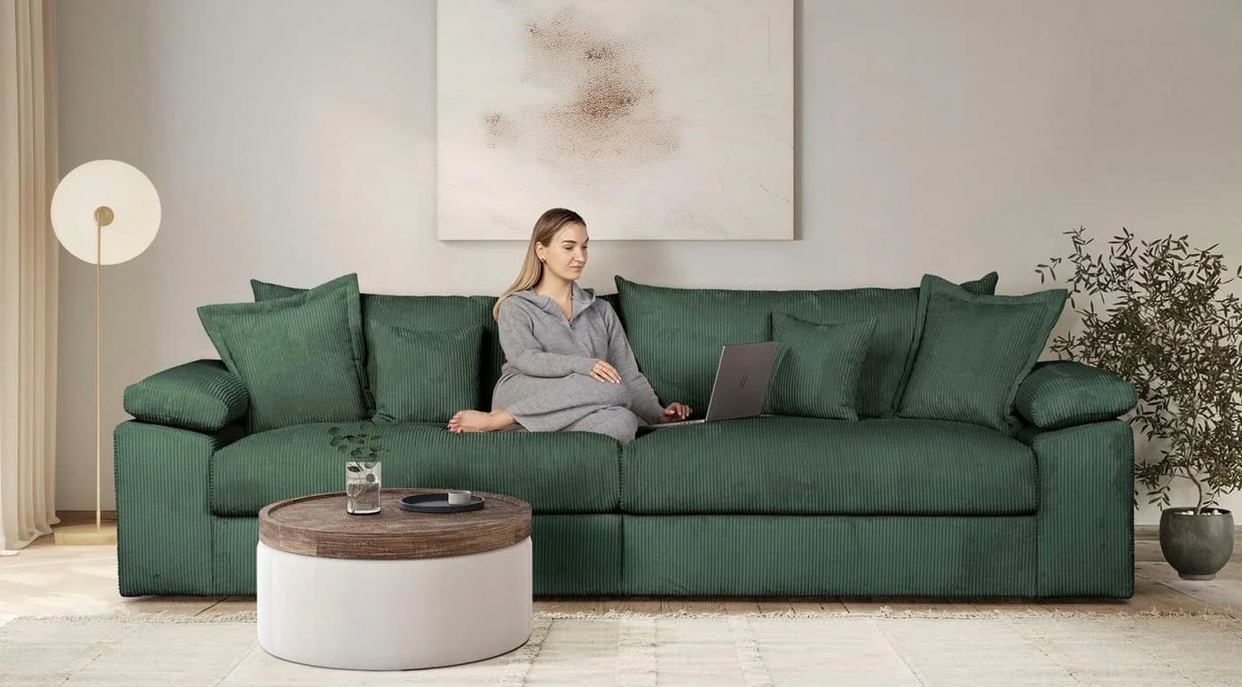 HOME AFFAIRE Big-Sofa Soft&Cosy XXL Dunkelgrün Cord - Bild 2