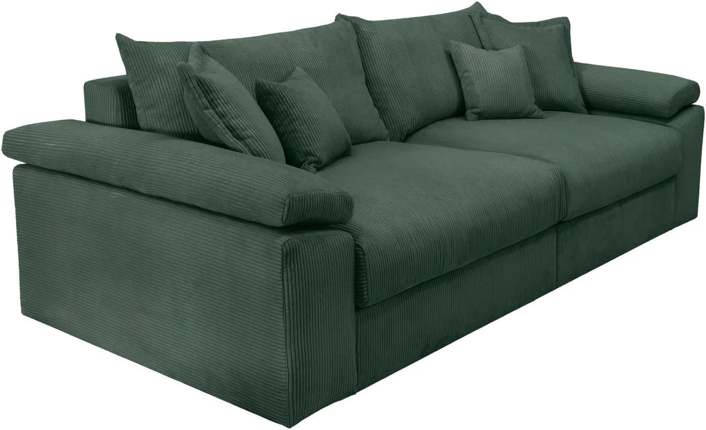 HOME AFFAIRE Big-Sofa Soft&Cosy XL Dunkelgrün Cord - Bild 5