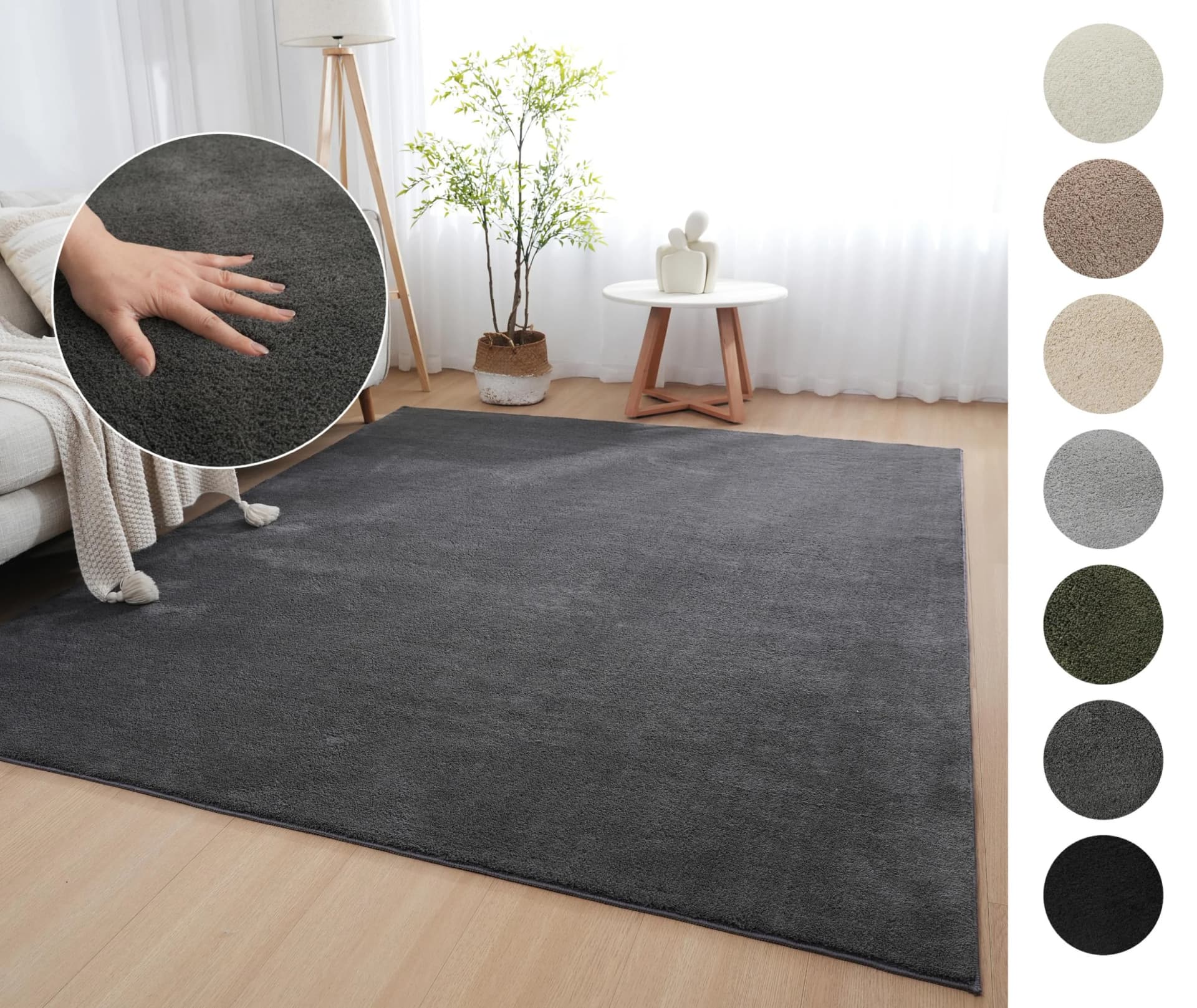 OTTO HOME Teppich Cali Uni Anthrazit 120x180 cm Microfaser