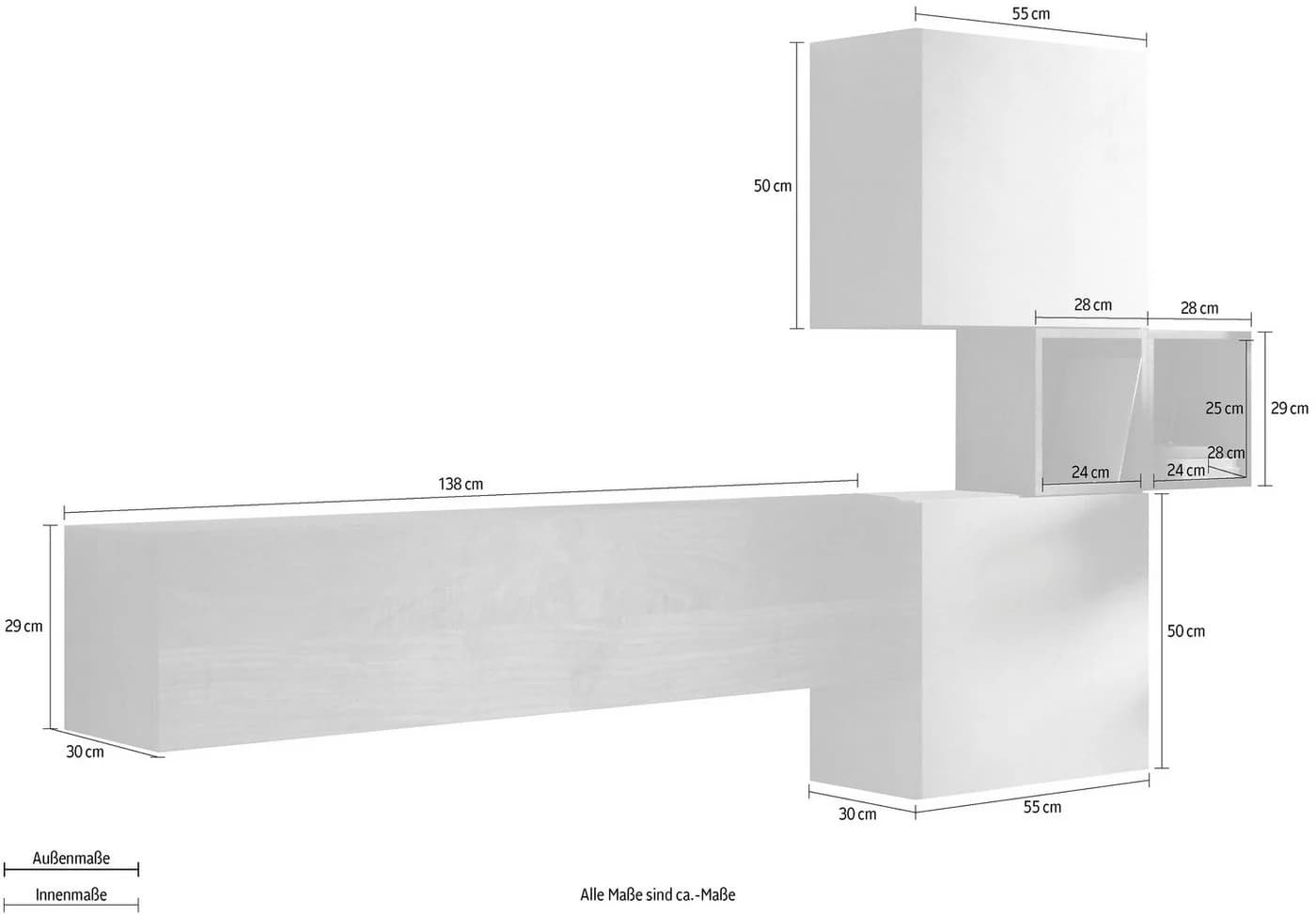 HOME AFFAIRE Infinity Wohnwand 4-tlg. Grau Beige Hängend
