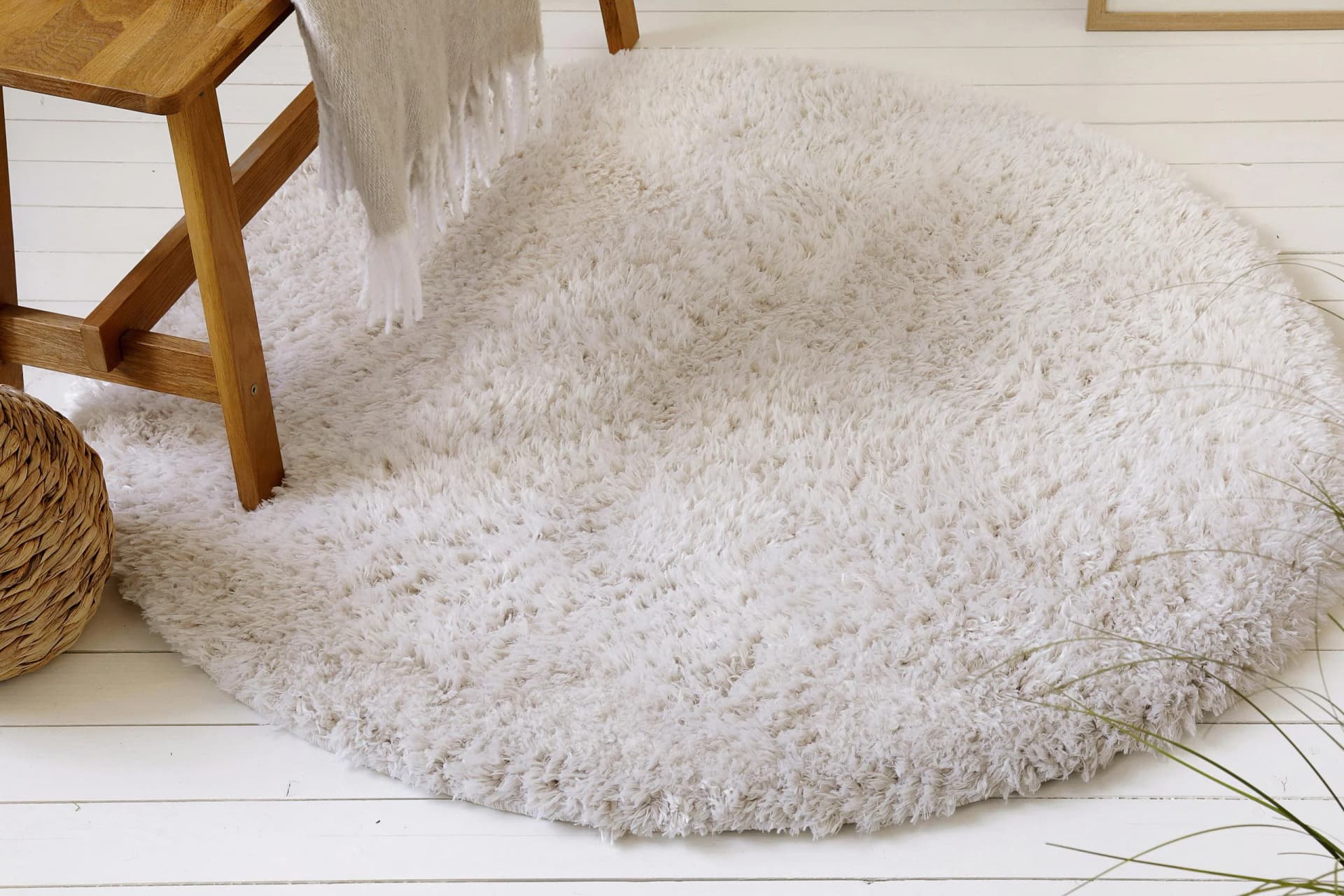 OTTO HOME Josetta Hochflor-Teppich Rund Beige Polyester