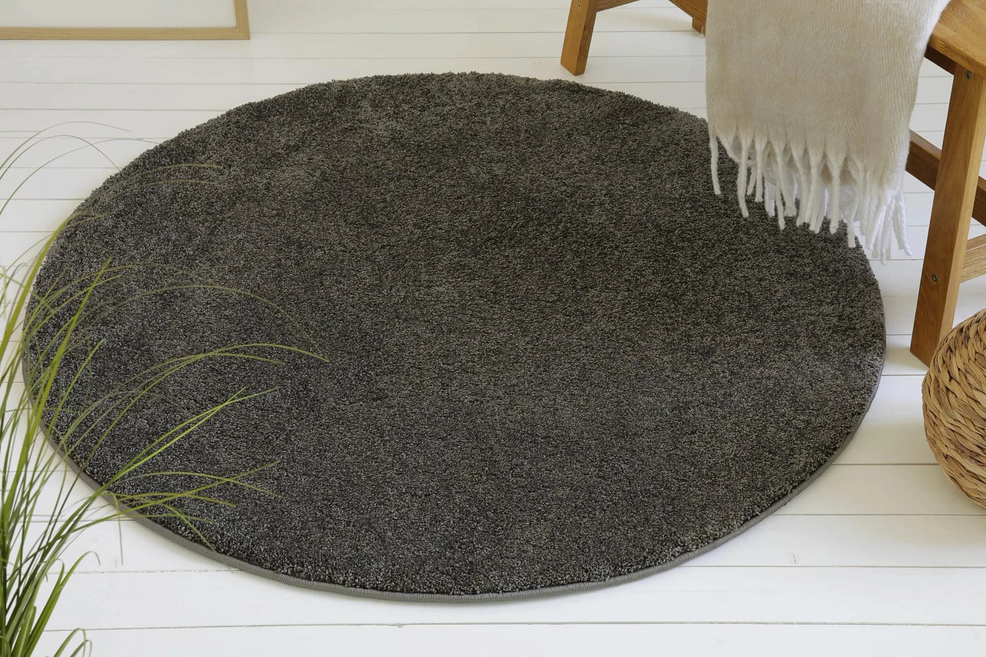 OTTO HOME Hochflor-Teppich Yvaine Grau Rund 120cm