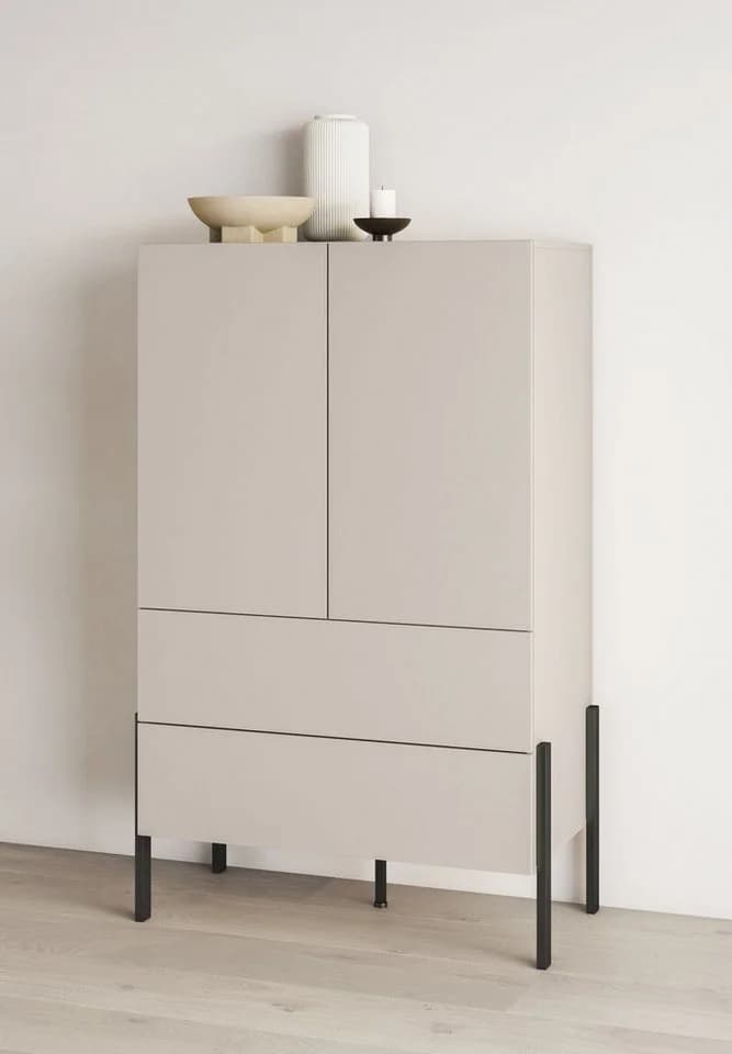 OTTO HOME Jukon Wäscheschrank Beige Grifflos 2 Türen 2 Schubladen - Bild 2