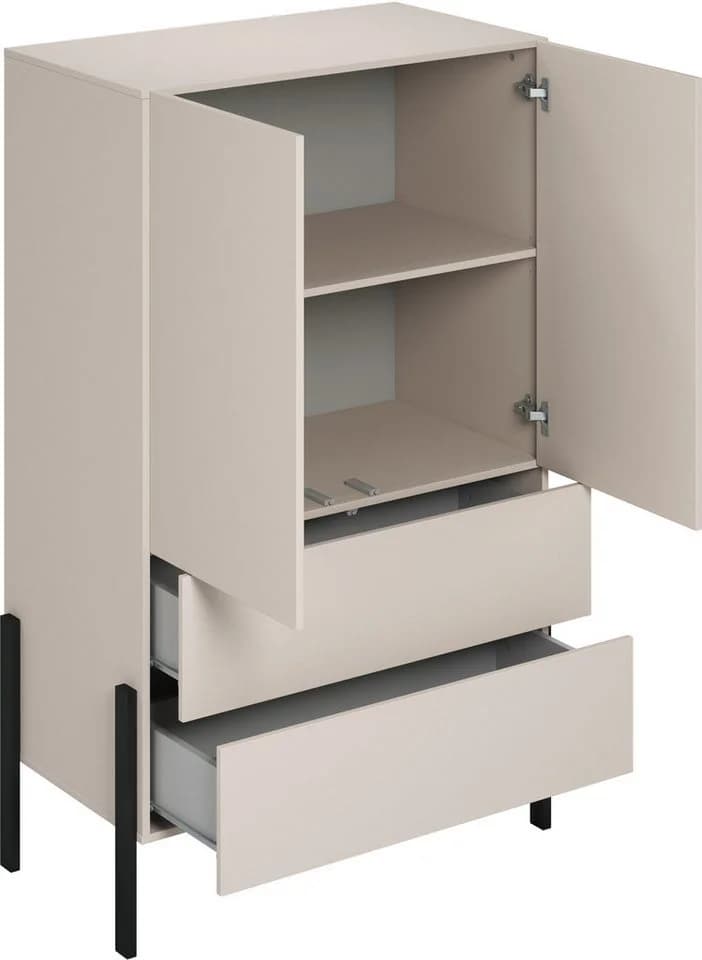OTTO HOME Jukon Wäscheschrank Beige Grifflos 2 Türen 2 Schubladen - Bild 5
