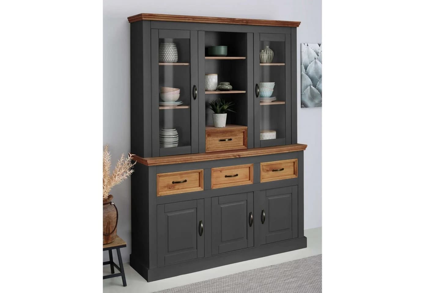 Buffet OTTO HOME Selma Grau Anthrazit Massivholz Kiefer - Bild 2