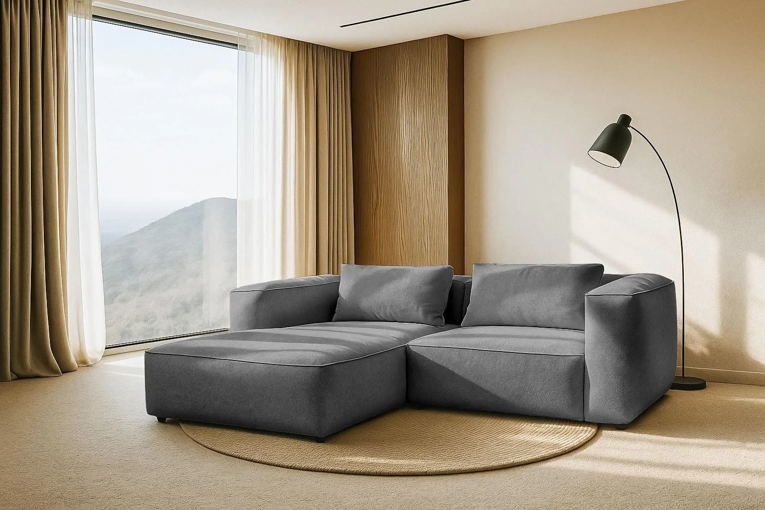 Home Affaire Ecksofa Tvinnet Grau mit Recamiere und extra tiefer Sitzfläche