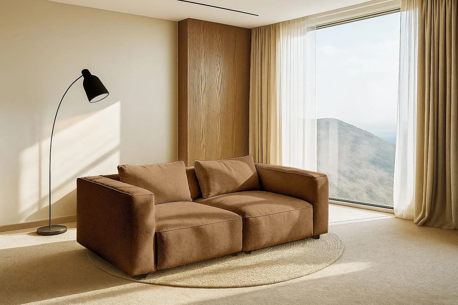 HOME AFFAIRE Tvinnet 3-Sitzer Sofa Braun mit extra tiefer Sitzfläche