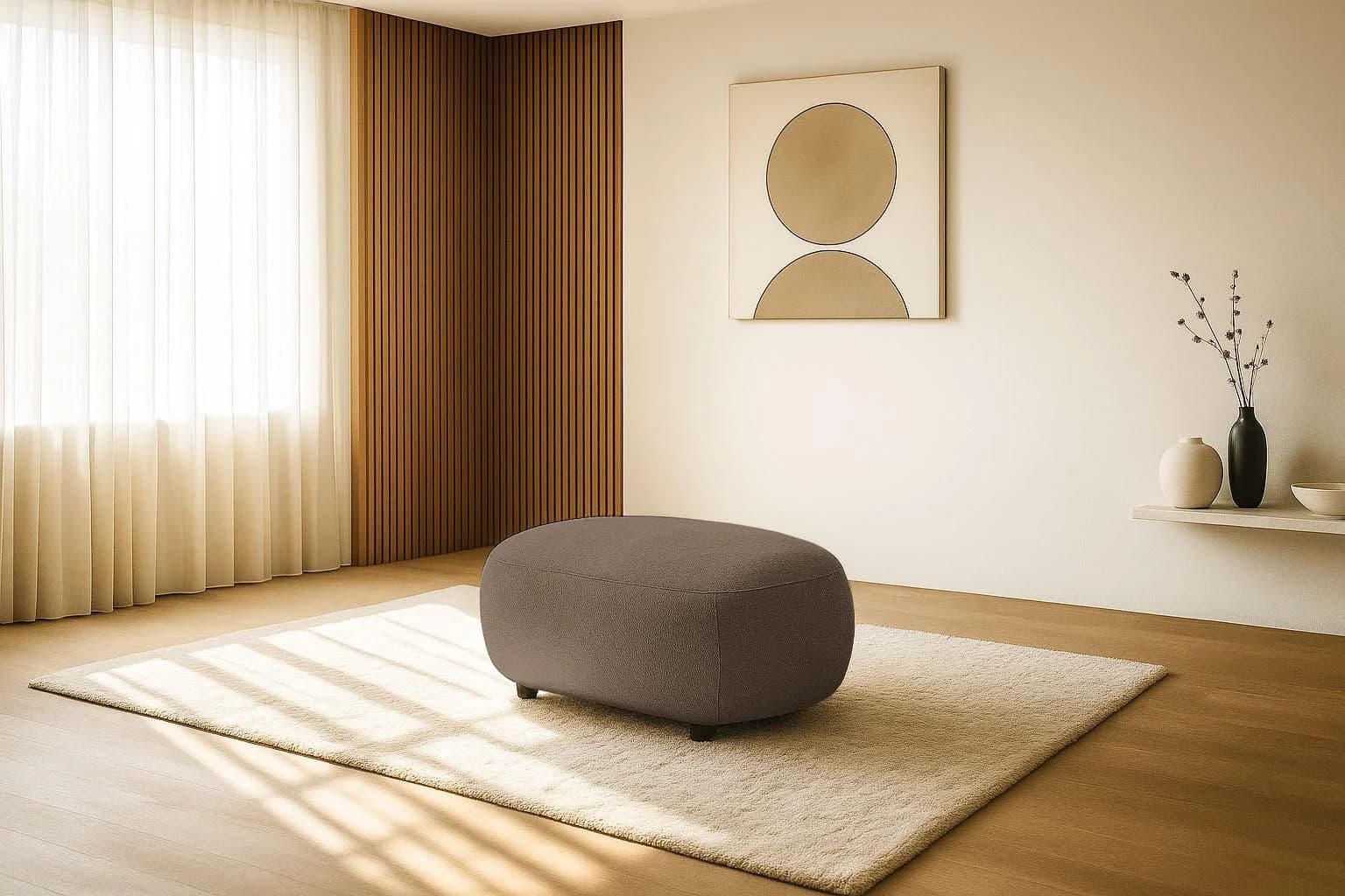 Home Affaire Polsterhocker OSTRUP Taupe Bouclé Organisch