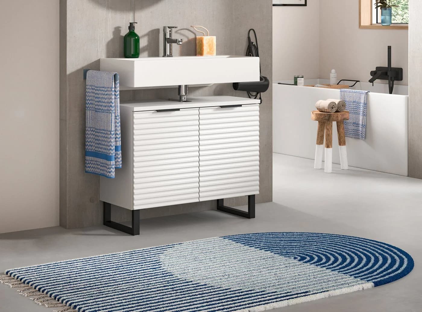 WELLTIME Litica Waschbeckenunterschrank Weiß 70 cm mit Soft-Close