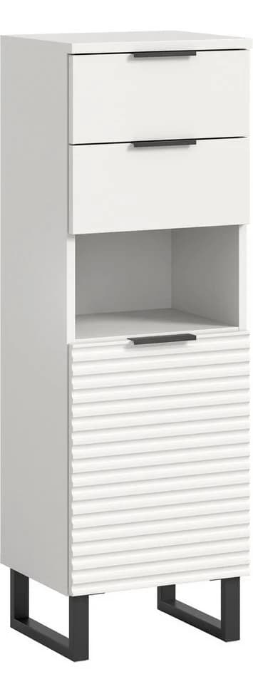 Welltime Unterschrank Litica Weiß mit Soft-Close und Riffeloptik - Bild 2
