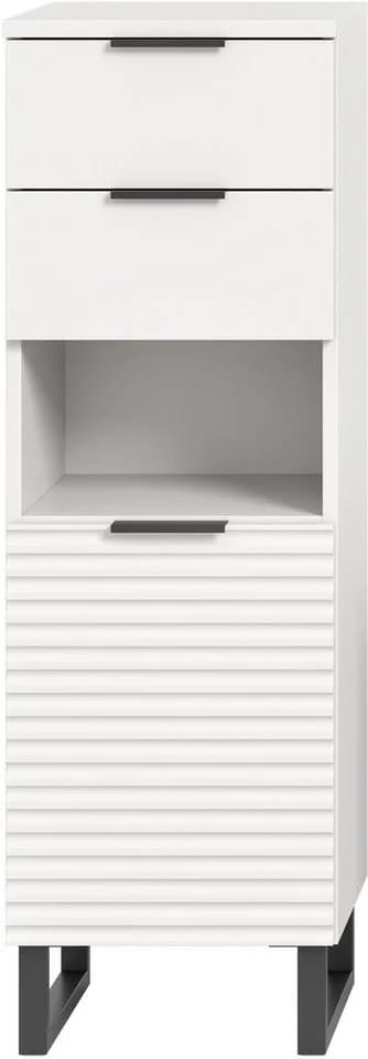 Welltime Unterschrank Litica Weiß mit Soft-Close und Riffeloptik - Bild 3