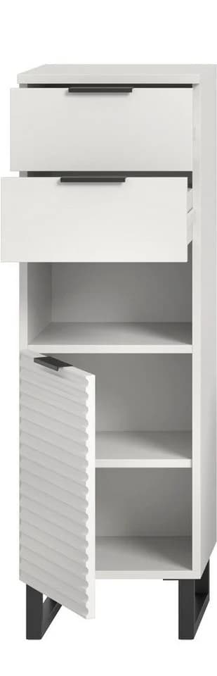 Welltime Unterschrank Litica Weiß mit Soft-Close und Riffeloptik - Bild 4