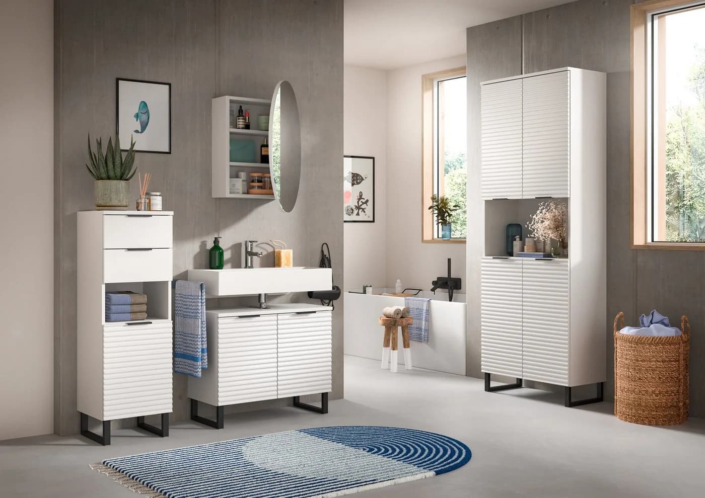 WELLTIME Spiegelschrank Litica Weiß 70cm Rund - Bild 4