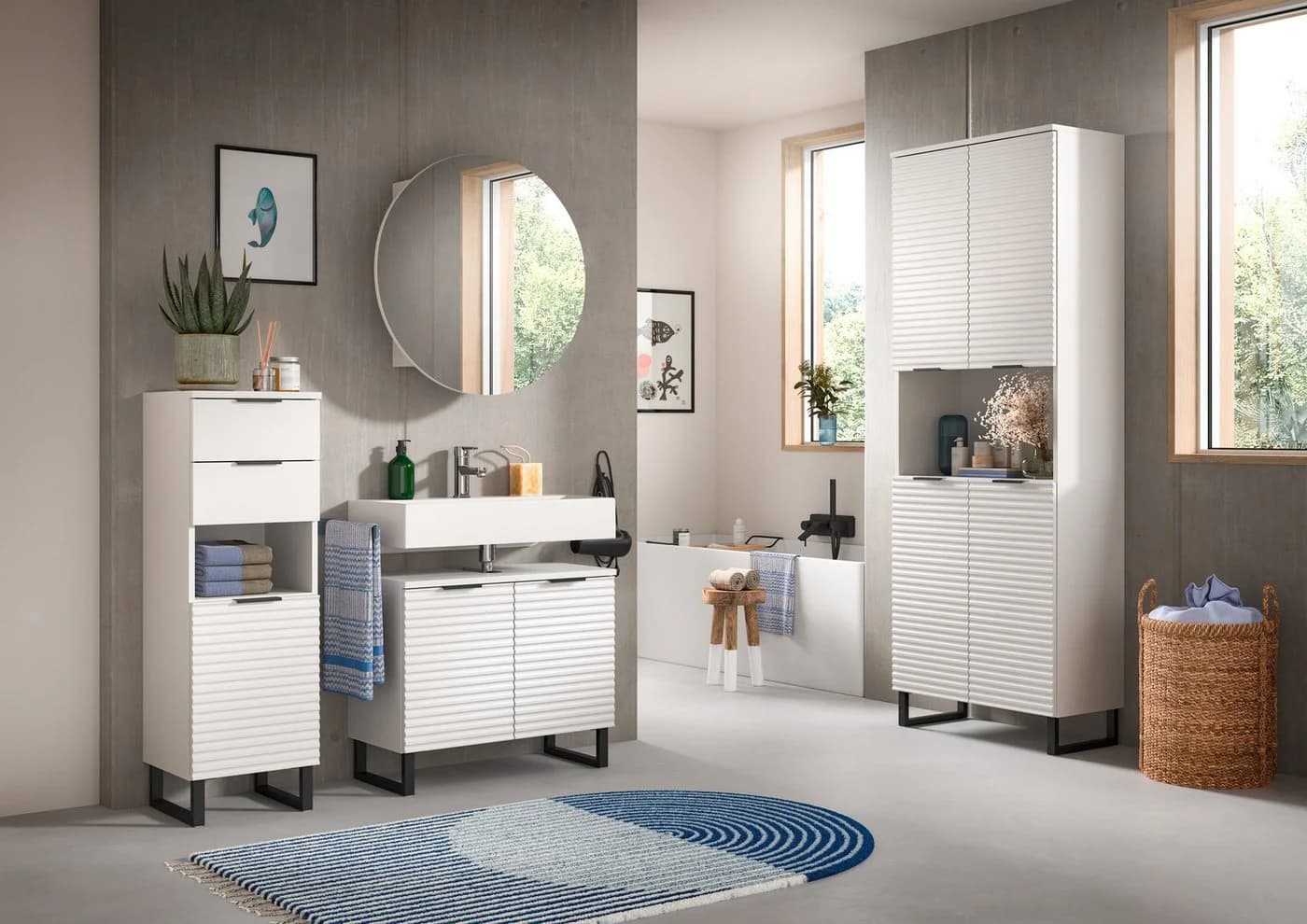 WELLTIME Spiegelschrank Litica Weiß 70cm Rund - Bild 5