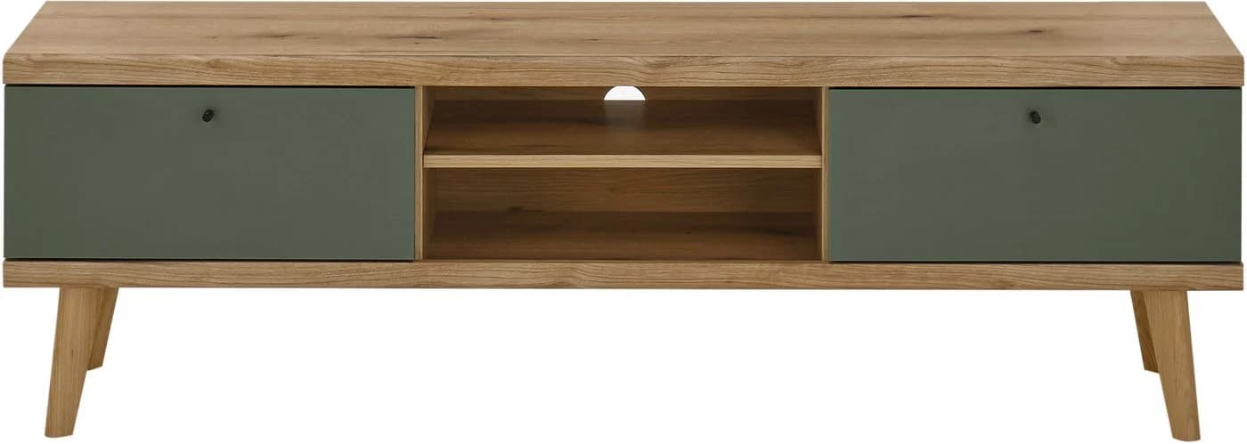 Home affaire Lowboard MAVAS Skandi-Style Weiß mit Metallgriffen