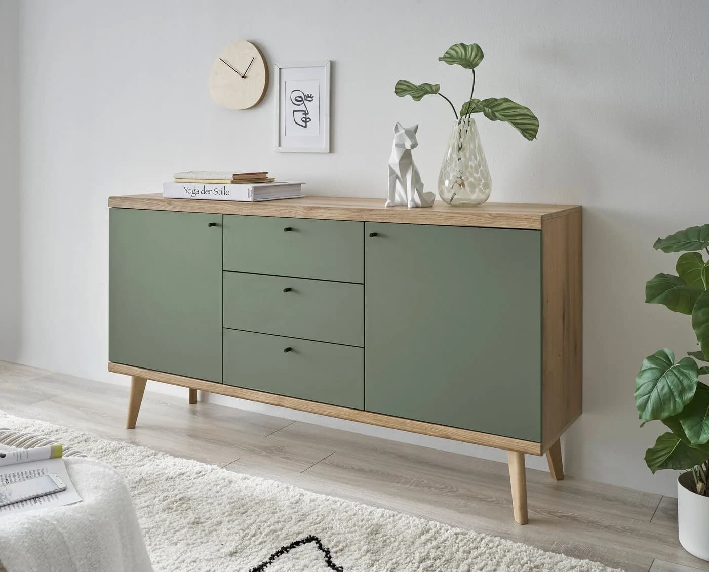Home Affaire Sideboard MAVAS Grün Braun Holzwerkstoff