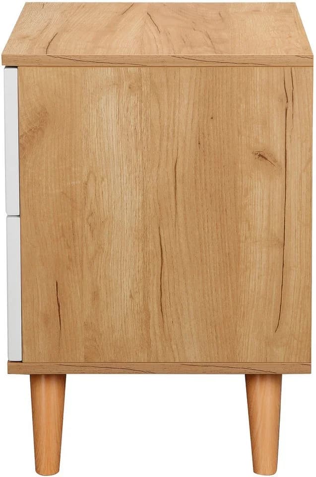 OTTO HOME Nachtschrank Lund Weiß Hochglanz 2 Schubladen - Bild 4
