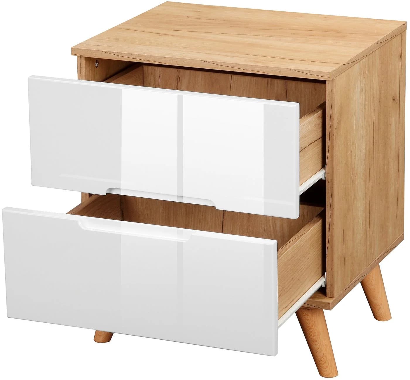 OTTO HOME Nachtschrank Lund Weiß Hochglanz 2 Schubladen - Bild 5