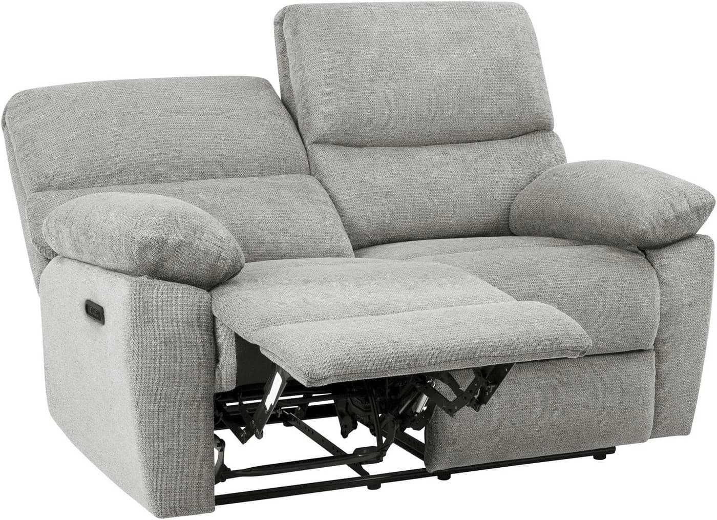 HOME AFFAIRE LANNOY 2-Sitzer Sofa Elektrisch Relax Grau Webstoff