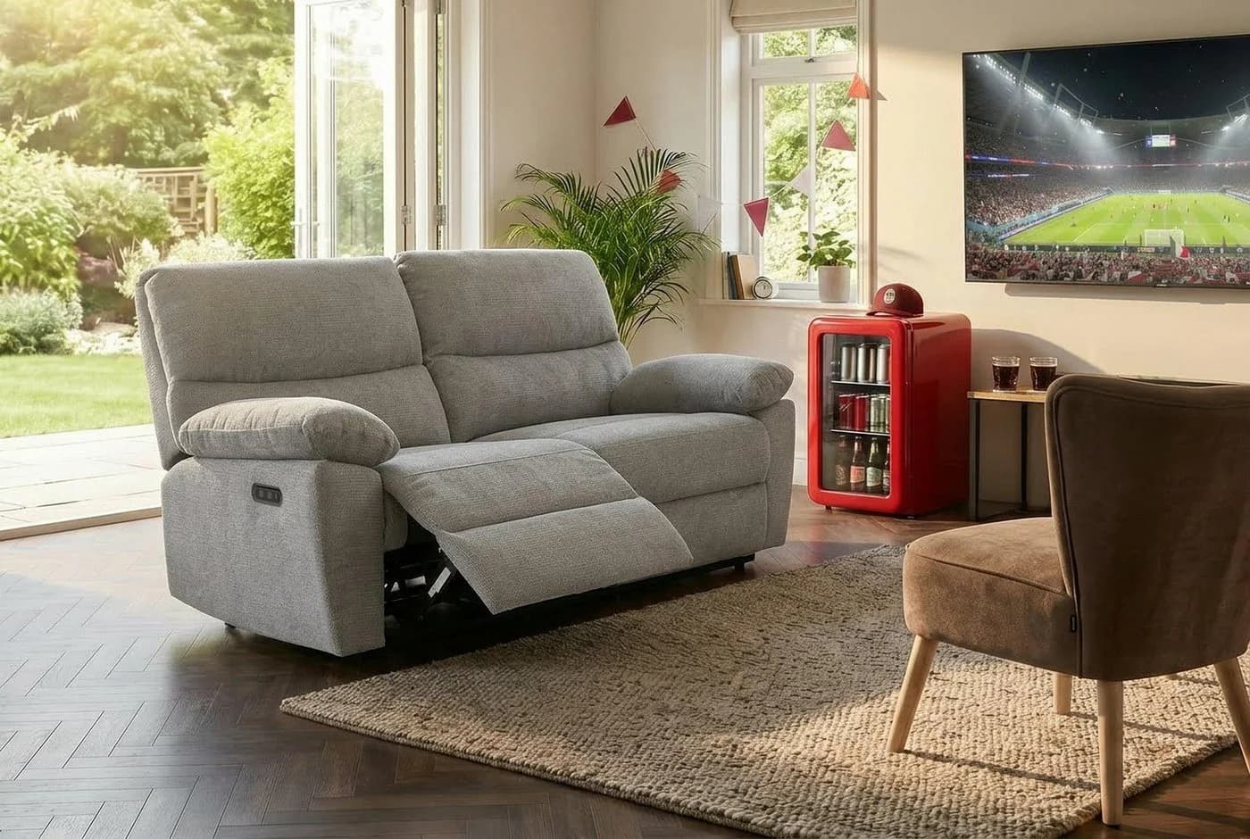 HOME AFFAIRE LANNOY 2-Sitzer Sofa Elektrisch Relax Grau Webstoff - Bild 2