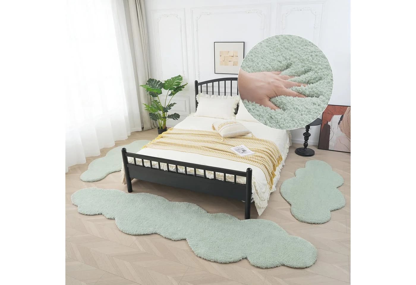 OTTO HOME Bettumrandung Magong Pastellgrün Hochflor Uni