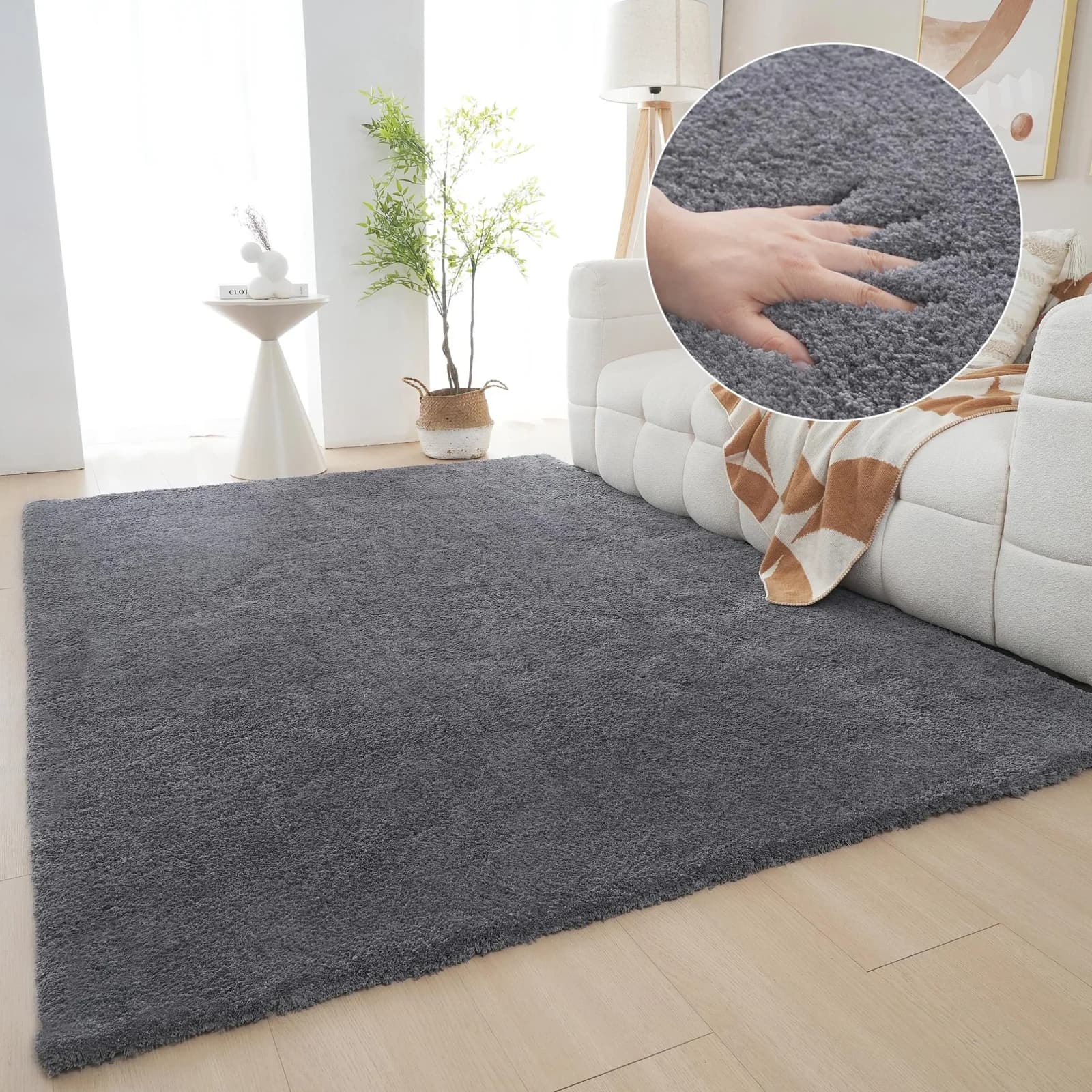 MY HOME Microfaser Teppich Magong Dunkelgrau 300x400 cm