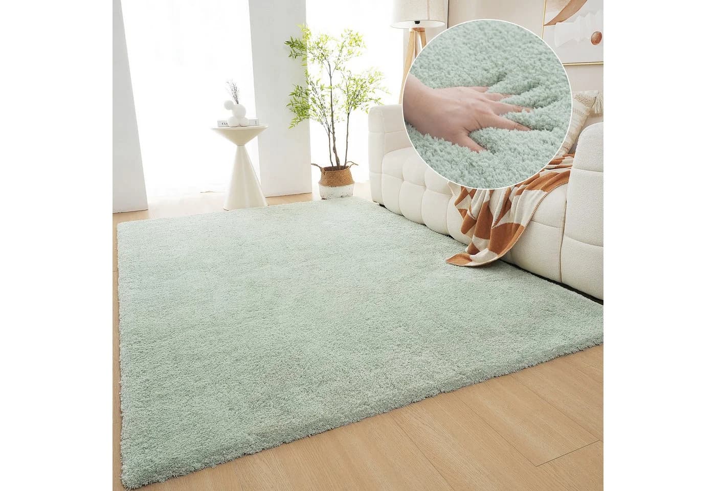 Hochflor-Teppich MY HOME Microfaser Teppich Magong Pastellgrün - Bild 2