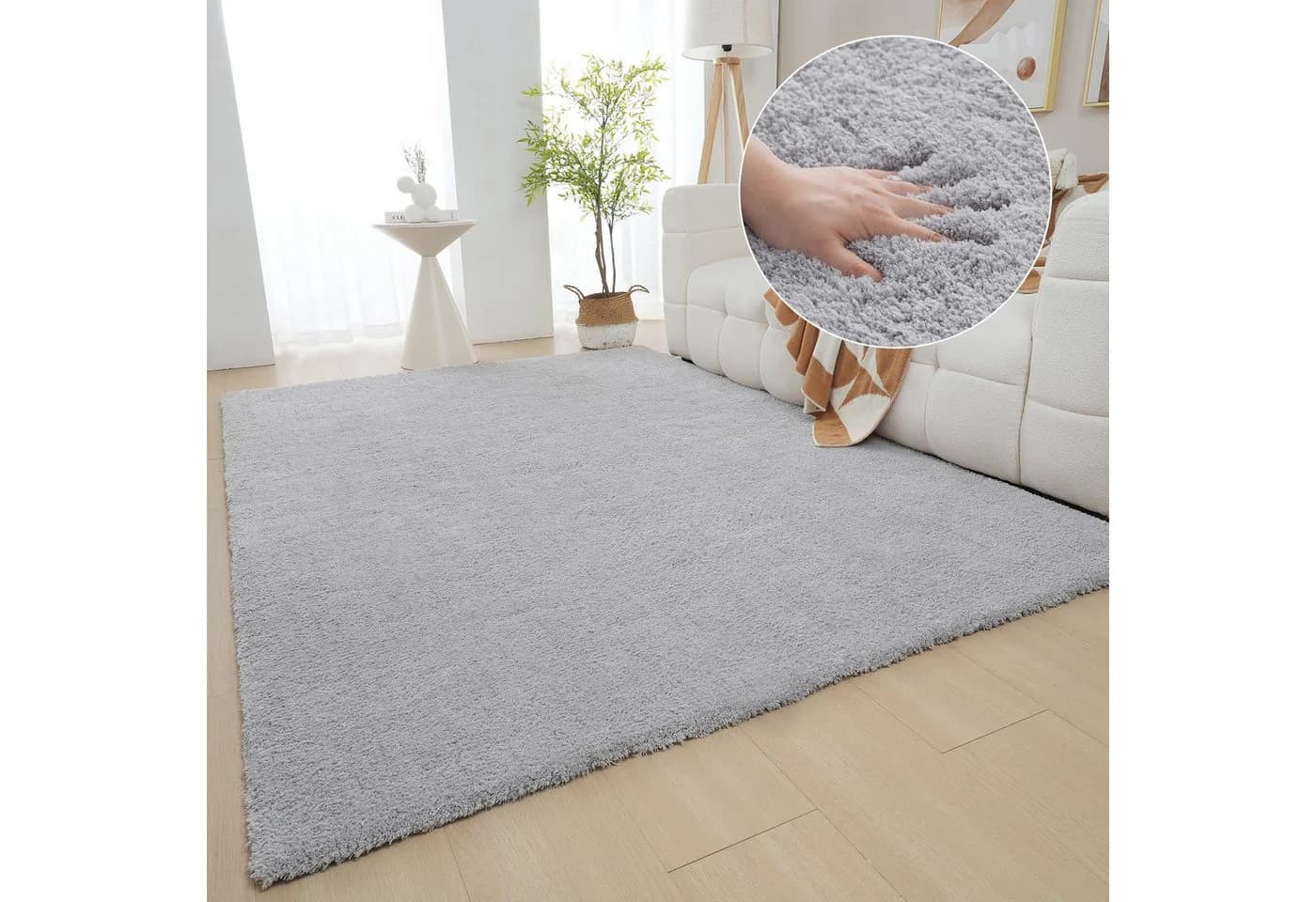 OTTO HOME Hochflor-Teppich Magong Hellgrau Shaggy Uni - Bild 2
