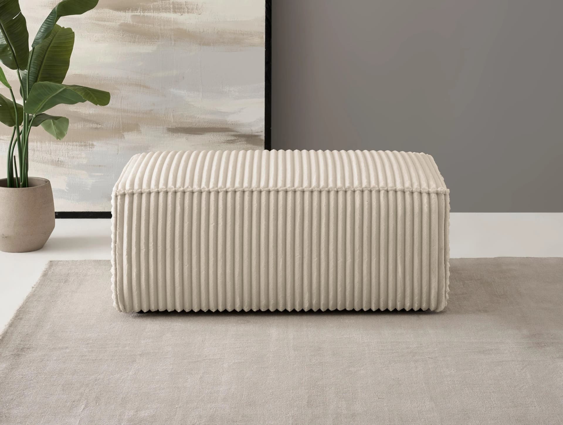 OTTO HOME Finnley Polsterhocker Cord Creme Modern