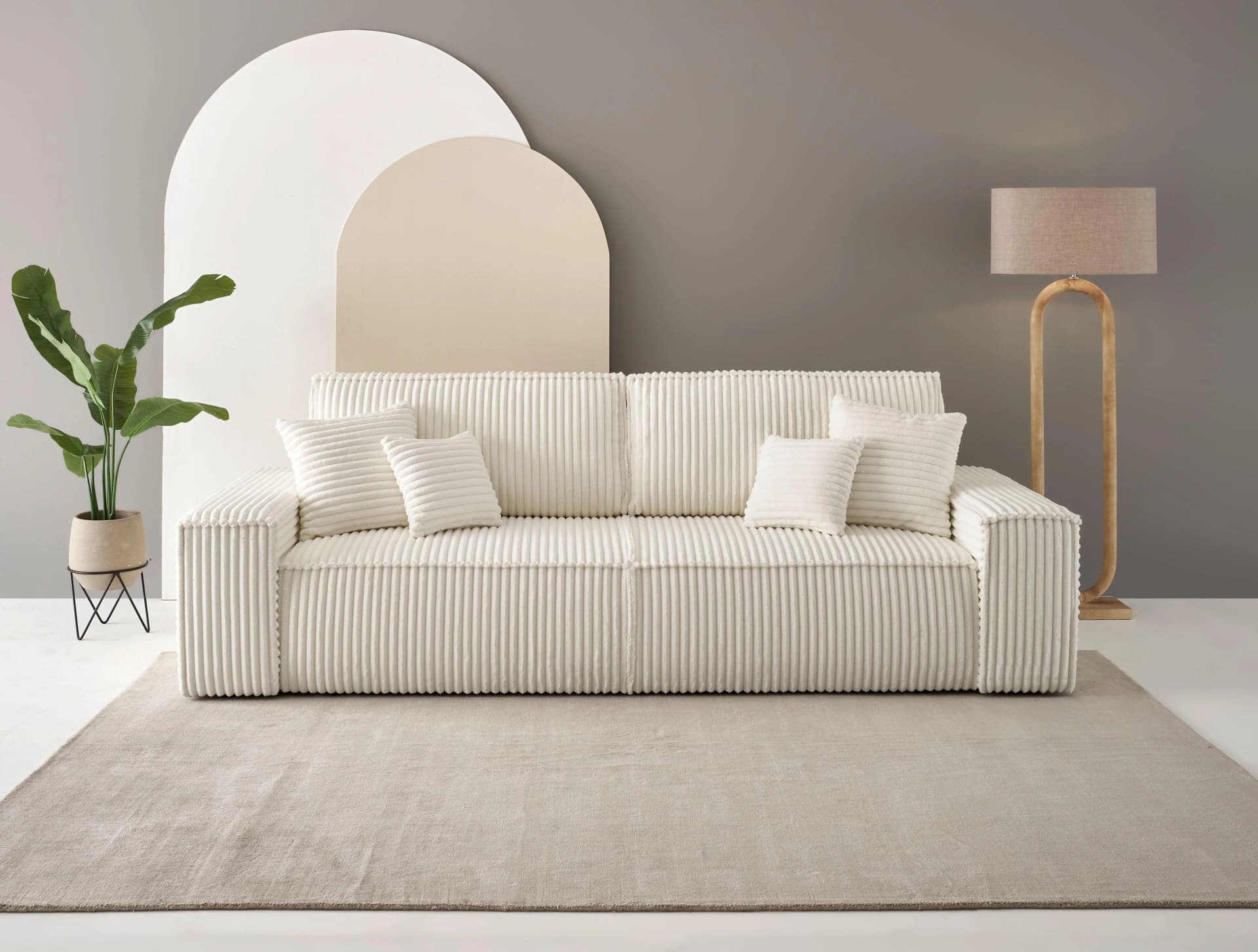 OTTO HOME FINNLEY Schlafsofa 3-Sitzer Beige mit Bettkasten