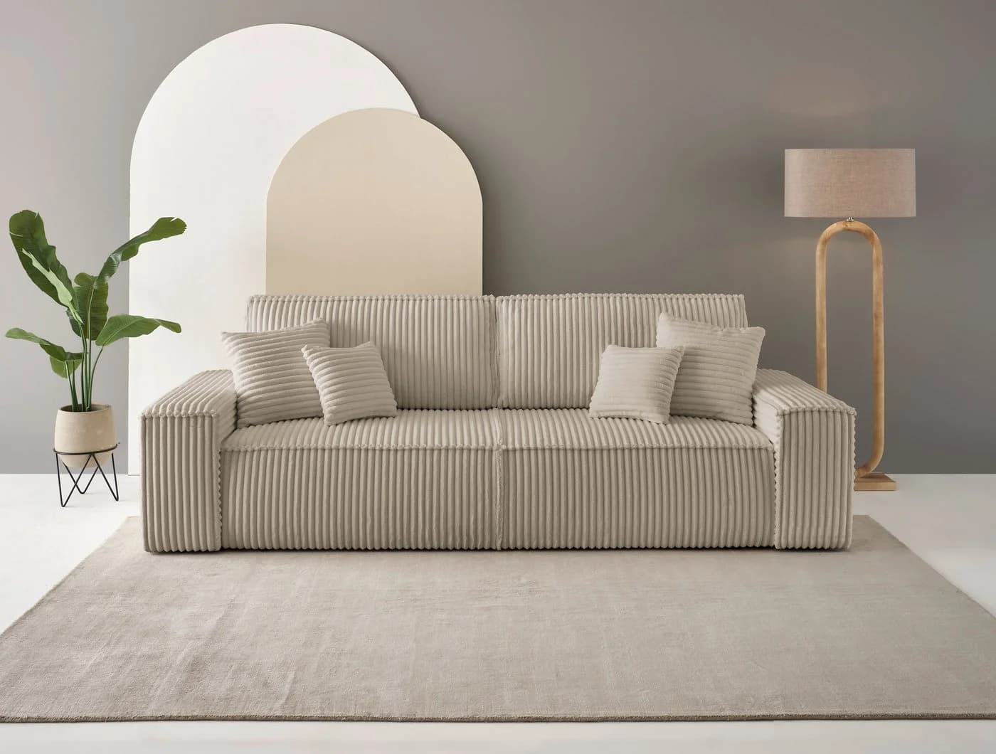 OTTO HOME FINNLEY Schlafsofa 3-Sitzer Beige Cord - Bild 2