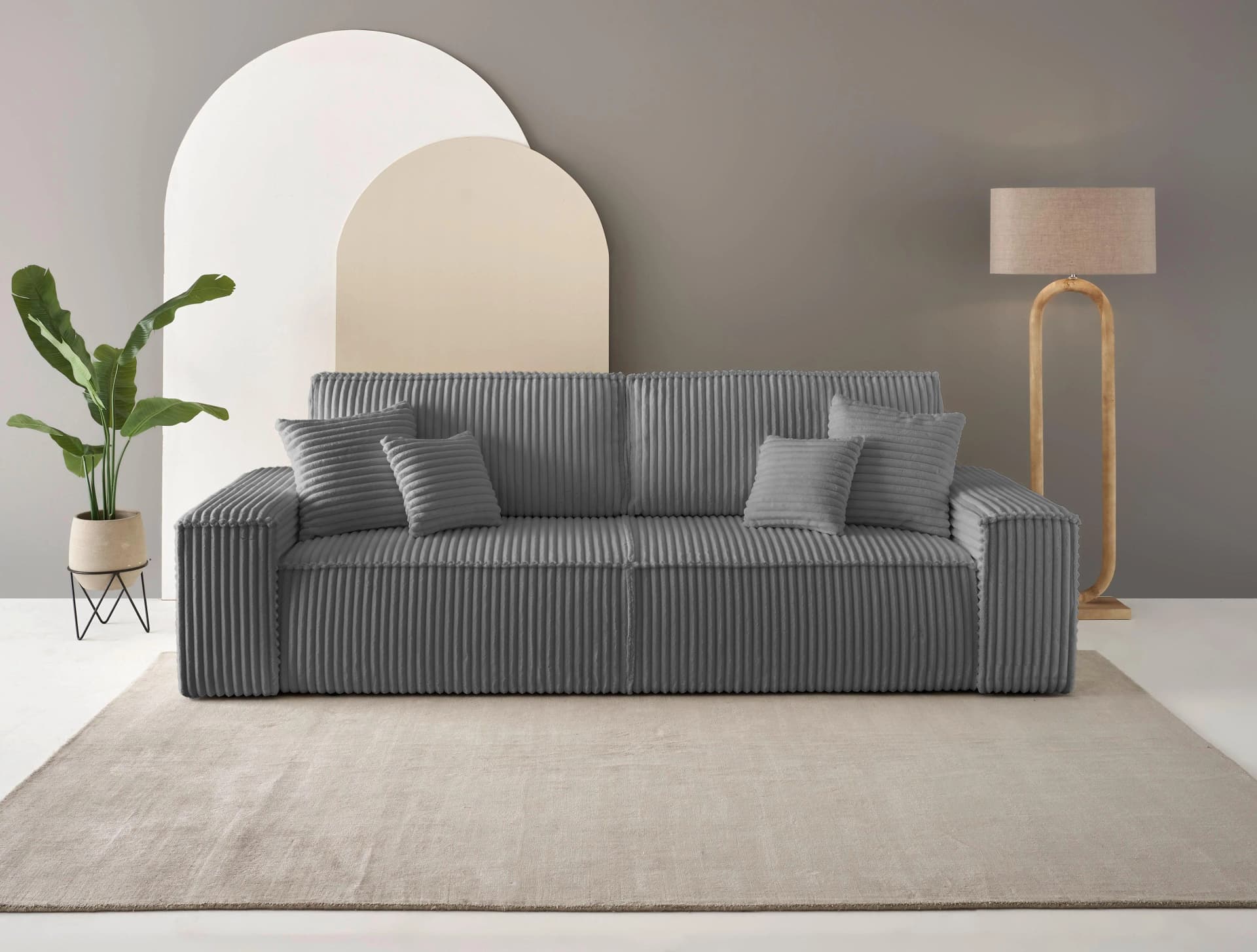 OTTO HOME FINNLEY Schlafsofa 3-Sitzer Anthrazit mit Bettkasten